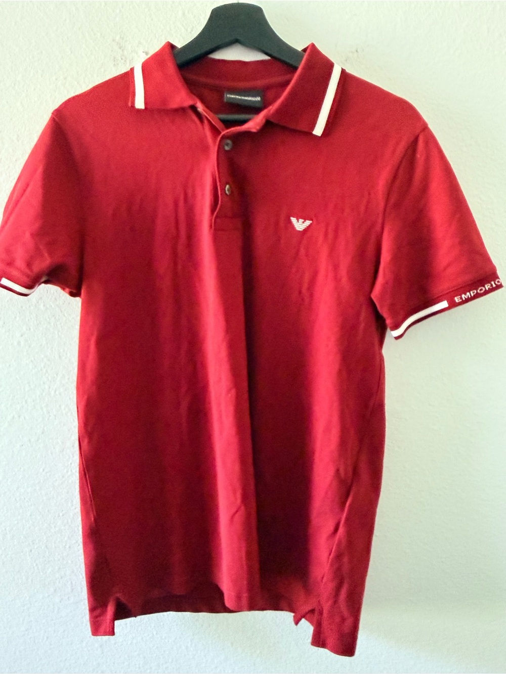 Emporio Armani Red Polo with White Trim
